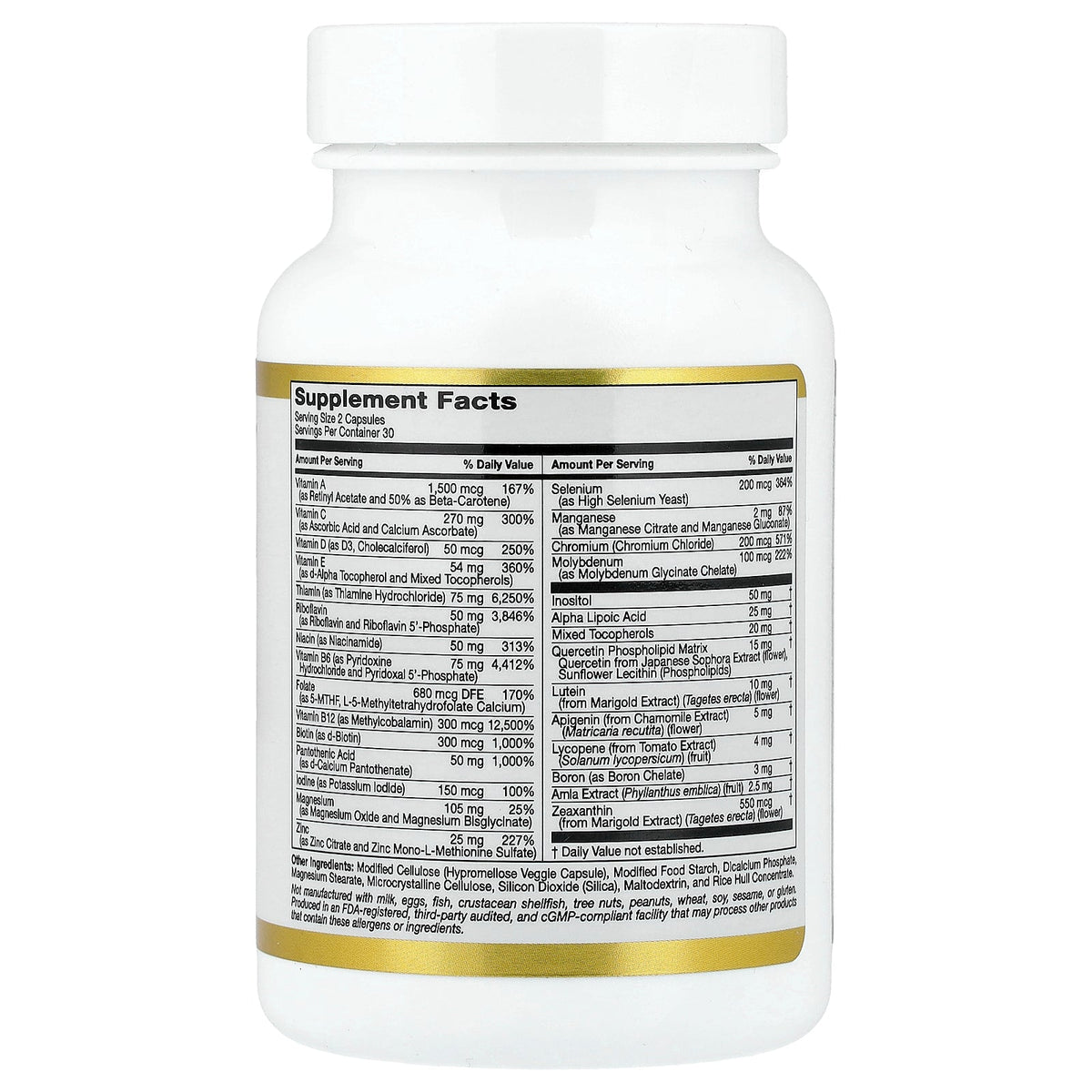 California Gold Nutrition, Multivitamin & Mineral, Two-A-Day, 60 Veggie Capsules