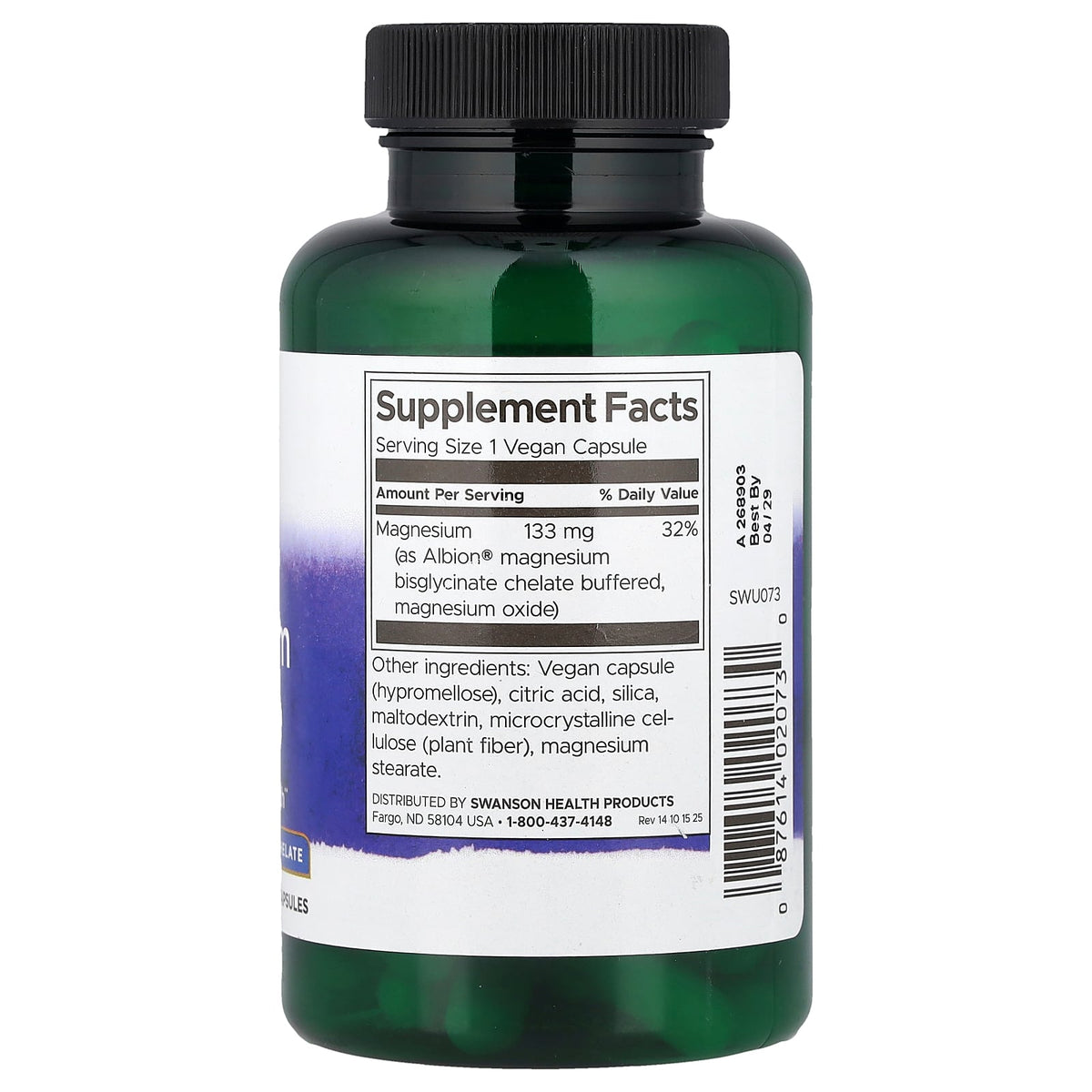 Swanson Vitamins, Albion® Magnesium Glycinate, 133 mg, 90 Vegan Capsules
