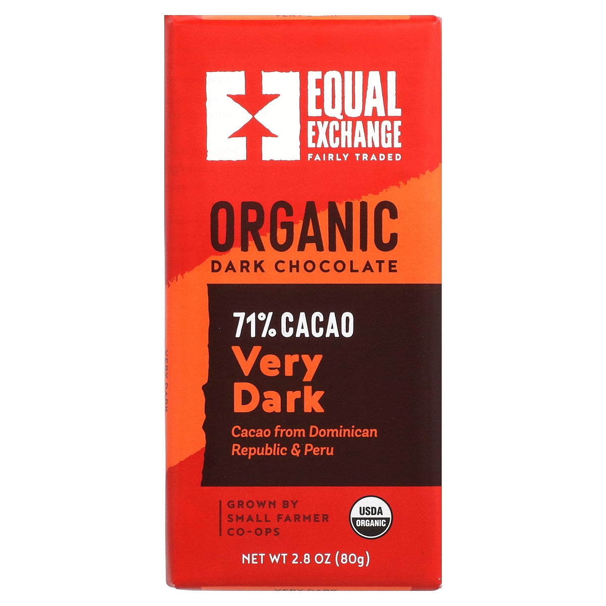 Equal Exchange, Organic Dark Chocolate, Very Dark, 71% Cacao, 2.8 oz (80 g)