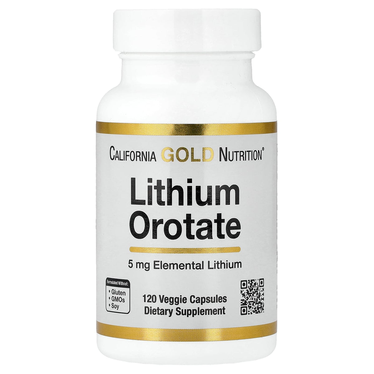 California Gold Nutrition, Lithium Orotate, 5 mg, 120 Veggie Capsules