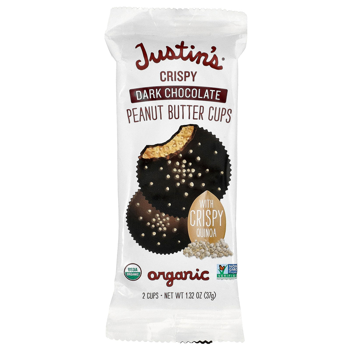 Justin's Nut Butter, Organic Dark Chocolate Crispy Peanut Butter Cups, 2 Cups, 1.32 oz (37 g)