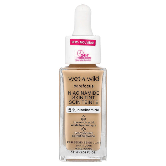wet n wild, Barefocus, Niacinamide Skin Tint, 1116089 Fair Beige, 1.08 fl oz (32 ml)