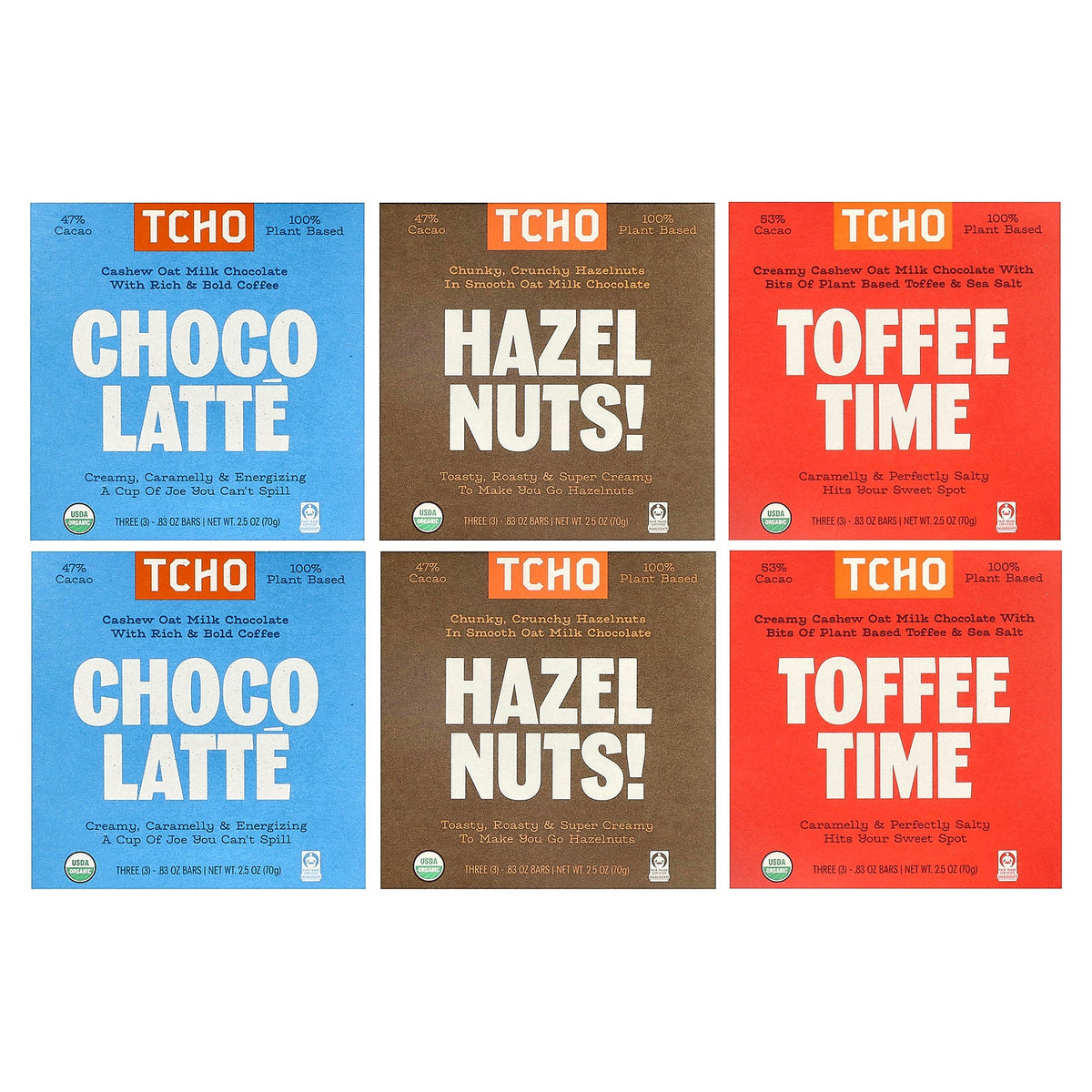 TCHO, Oat Milk Chocolate Gift Box, 18 Bars, 2.5 oz (70 g) Each