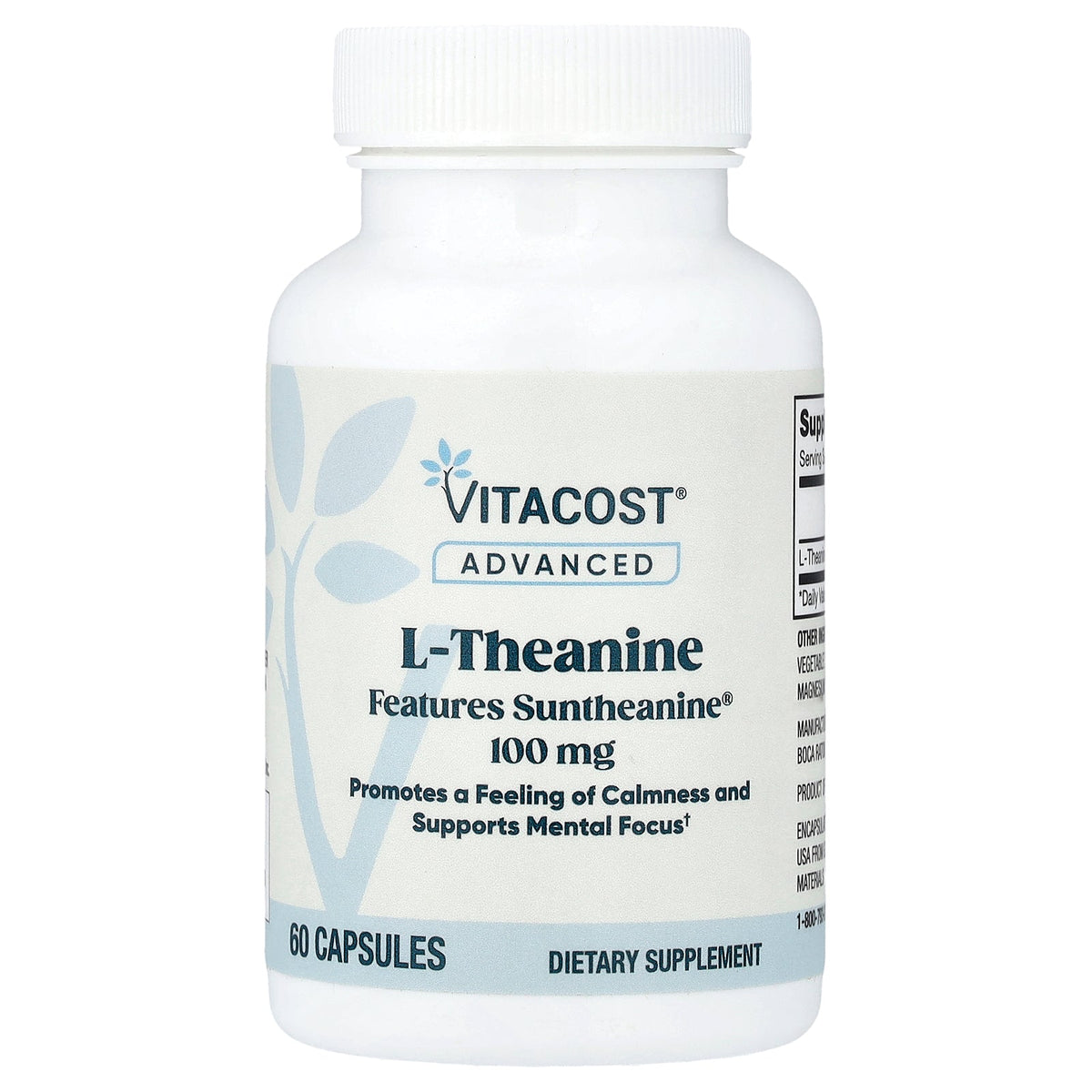 Vitacost, Advanced, L-Theanine Features Suntheanine®, 100 mg, 60 Capsules